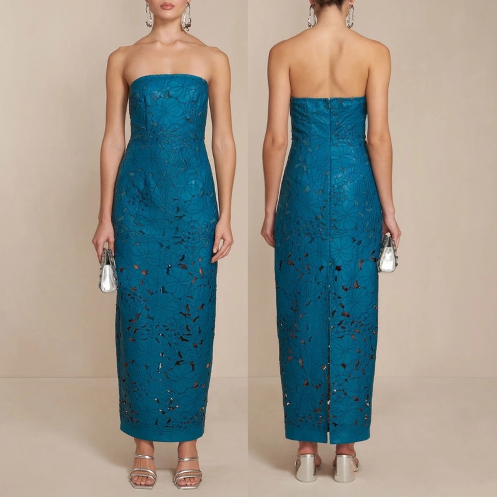 Cult Gaia Raylene Strapless Cutout Embroidered Gown